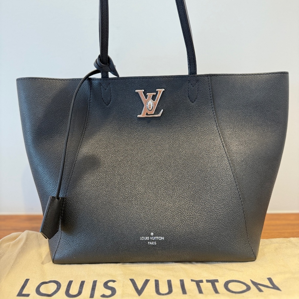 SOLD ❌Louis Vuitton Calfskin Cabas Lockme tote in Black - Picture 1 of 13